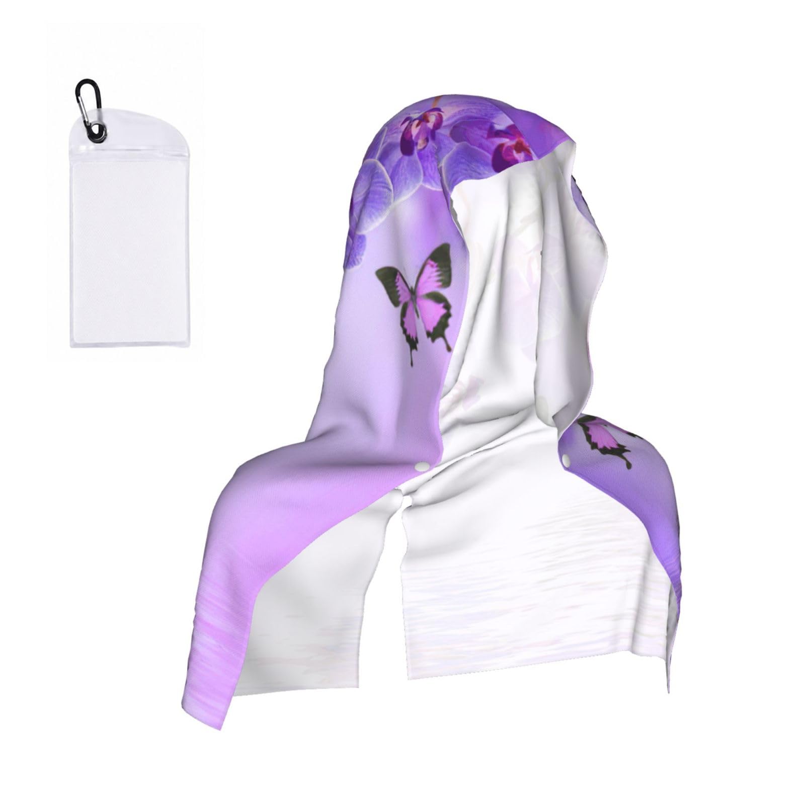 ZYJHYY Purple Butterfly Print Unisex Swimming Towel Practical Camping Towel Skin-Friendly Cooling Towel For Workout Training