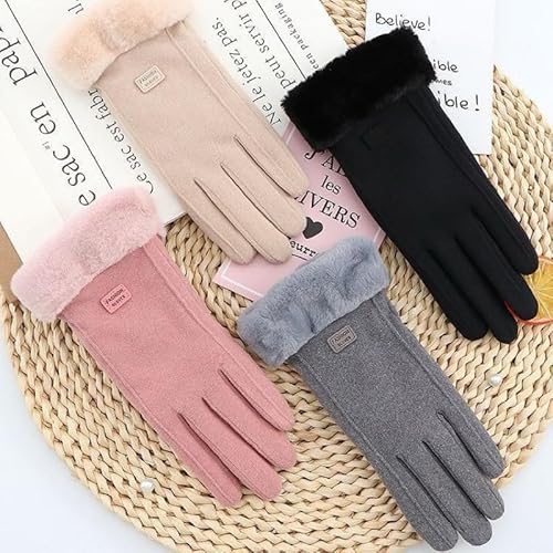 Luvas femininas para tela sensível ao toque, térmicas, neve, inverno, vento, dirigir, corrida, cicli