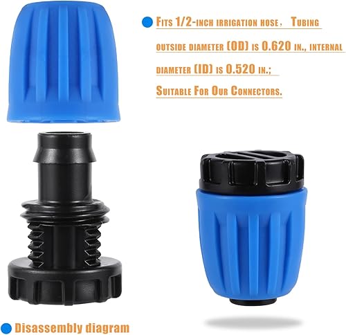 Miniatura 3 de Enchufe de riego por goteo azul de 12 pulgada, para tubos de riego de 12 pulgada (diámetro exterior de 0.620 pulgadas de diámetro interior es de