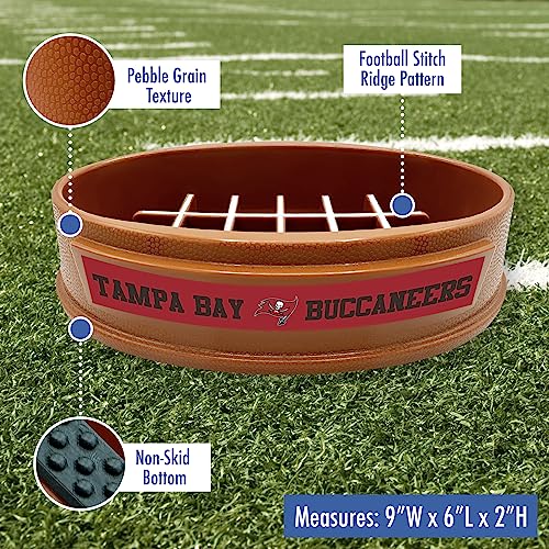 Image of NFL Super-Bowl Tampa Bay Buccaneers Slow Feeder Dog & Cat Bowl. Football Design for Healthy Digestion. Non-Slip for Large & Small Pets