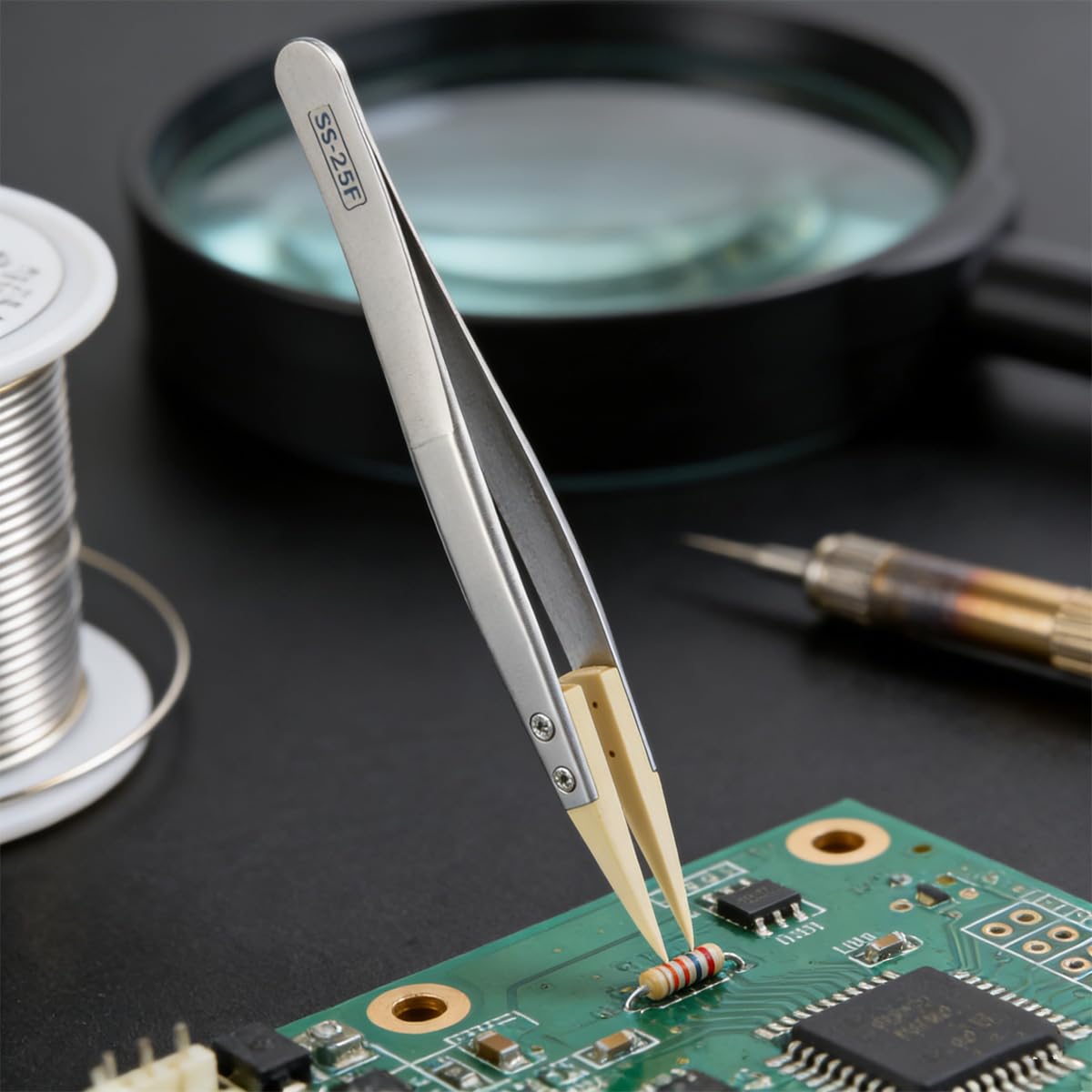 Präzisions-Magnetpinzette mit Holzspitzen, ultrapräzises Werkzeug für Elektronik, Schmuckherstellung und Laborarbeiten