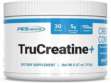 PEScience TruCreatine+, Pure Creatine Monohydrate and ElevATP Powder, 30 Servings