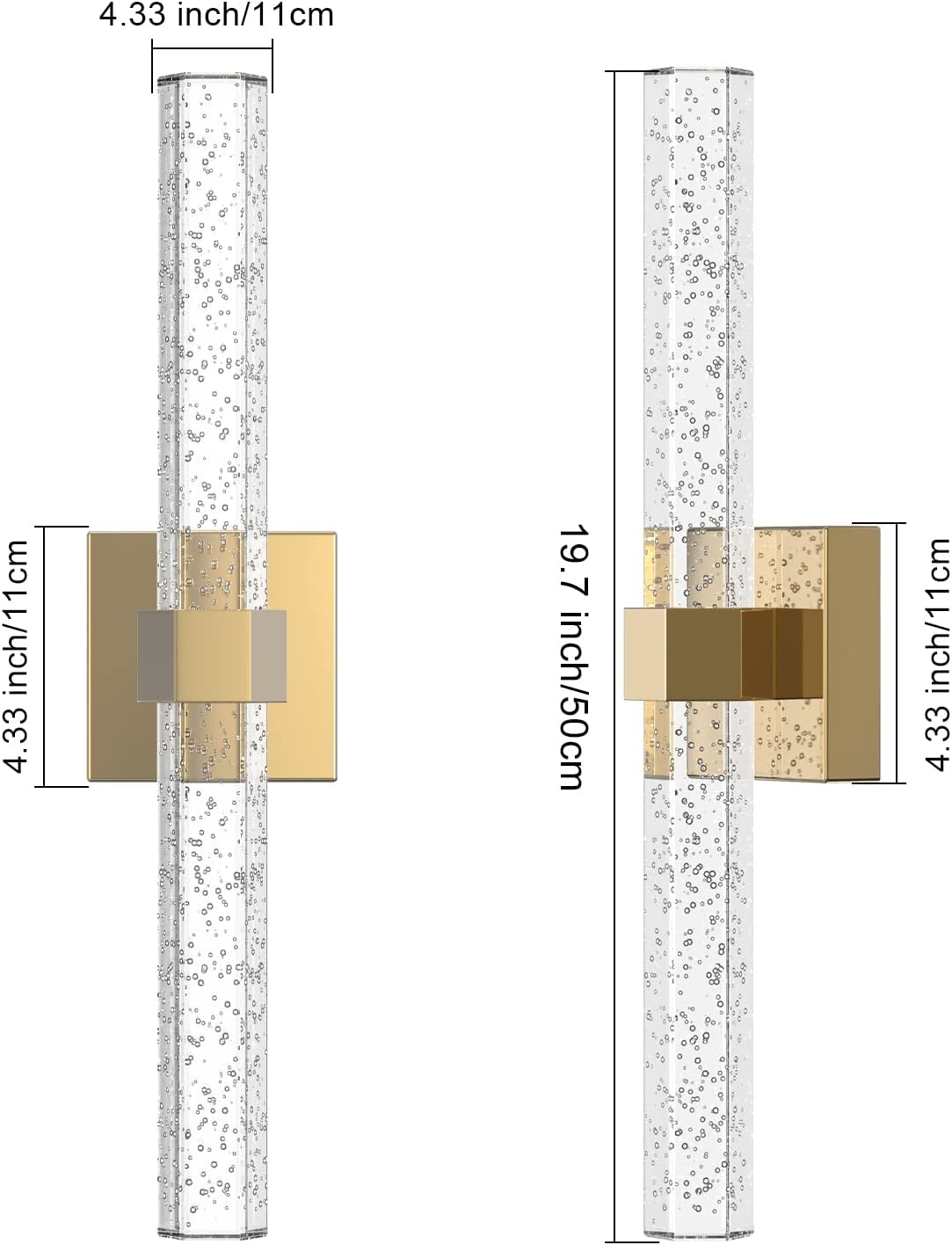Aipsun Bathroom Light fixtures, Farmhouse Vanity Light 19.7inch Crystal Bathroom Vanity Lighting Fixture 6000K LED Bathroom Lights