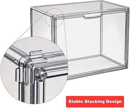 Miniatura 7 de Contenedores de almacenamiento de plástico apilables transparentes con tapa magnética, libros a prueba de polvo y vitrinas de cosméticos, escaparate