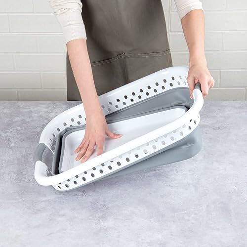 Miniatura 5 de Restaurantware Contenedor de almacenamiento plegable de plástico gris base - 21 "x 15 12" x 8 34" - Caja de 1 unidad