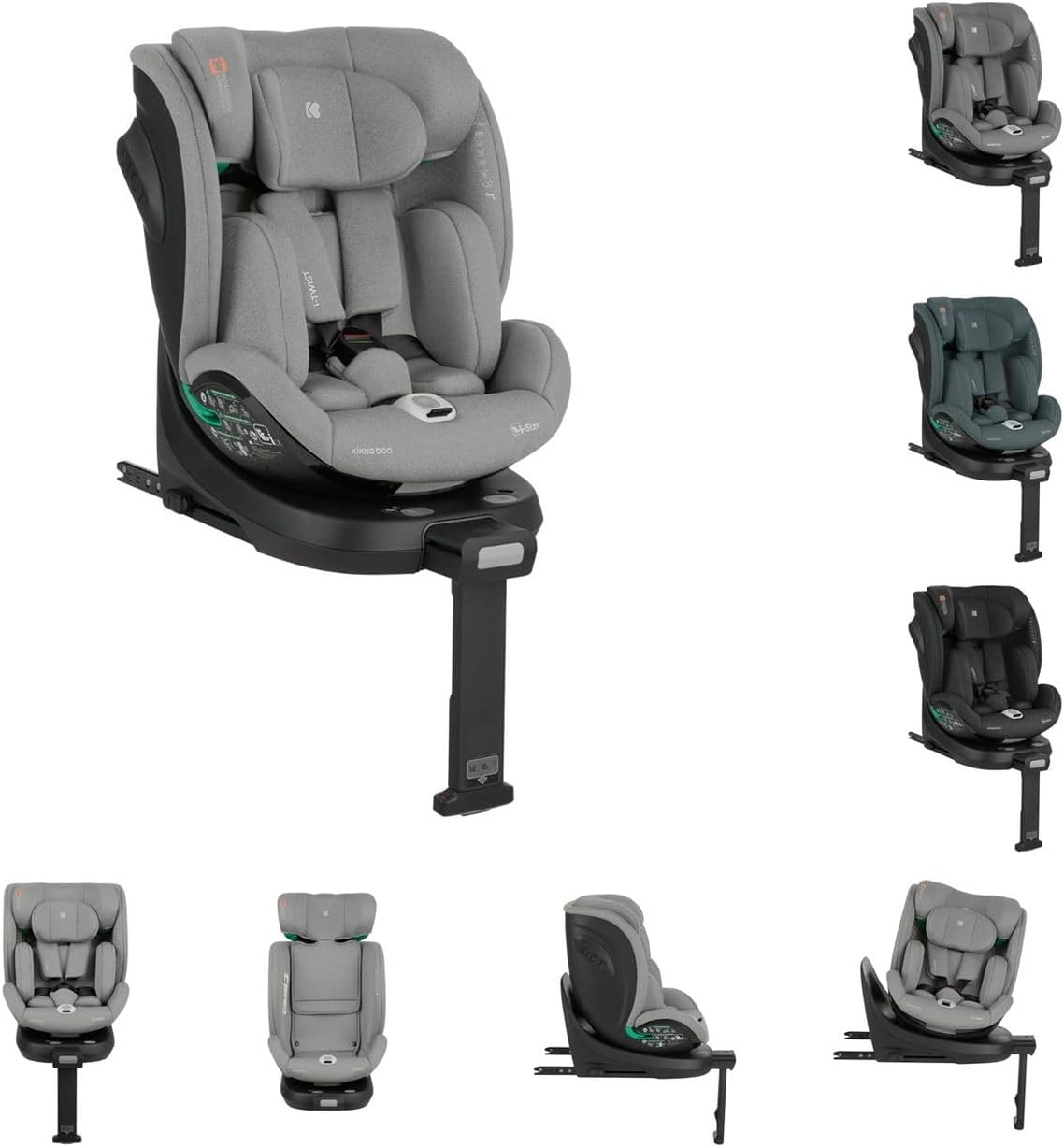 Kikka Boo i-Twist i-Size Car Seat in light grey