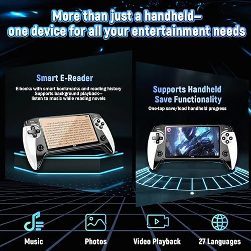 Miniatura 4 de X9 - Consola de juegos de mano retro, pantalla HD IPS portátil de 5.5 pulgadas, 64 GB 20000 + juegos incorporados, 10 emuladores, gamepad compatible