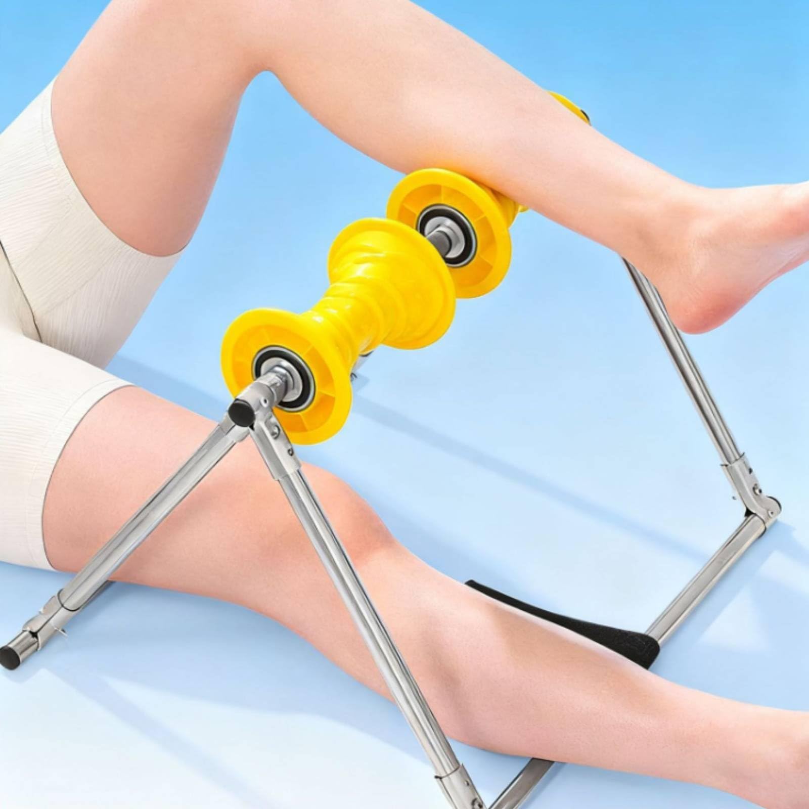 Rullo Massaggio Rullo Massaggio Gambe Schiena Attrezzo Fitness Roller Automassaggio Strumento con Telaio in Acciaio Inox Rilievi Differenziati Sblocco, Rosso