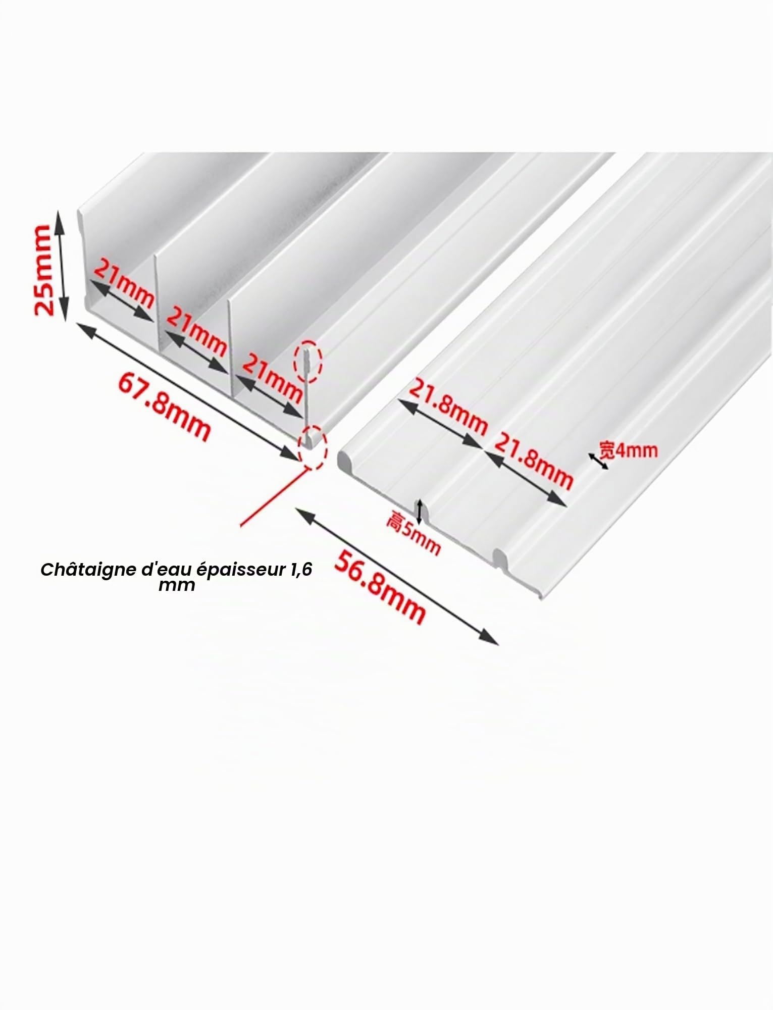 Kit de rail pour porte coulissante, système de rail pour placard à 3 rails, en alliage d'aluminium pour portes d'armoire et de cloison, longueur de 300 cm / 9,8 pi
