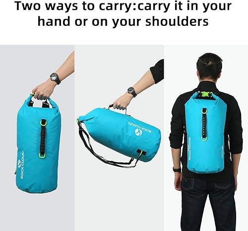 Miniatura 6 de ROCK CLOUD Bolsa seca impermeable de 20 litros para kayak, rafting, canoa, playa, surf, natación, canoa, camping, senderismo, pesca, esquí