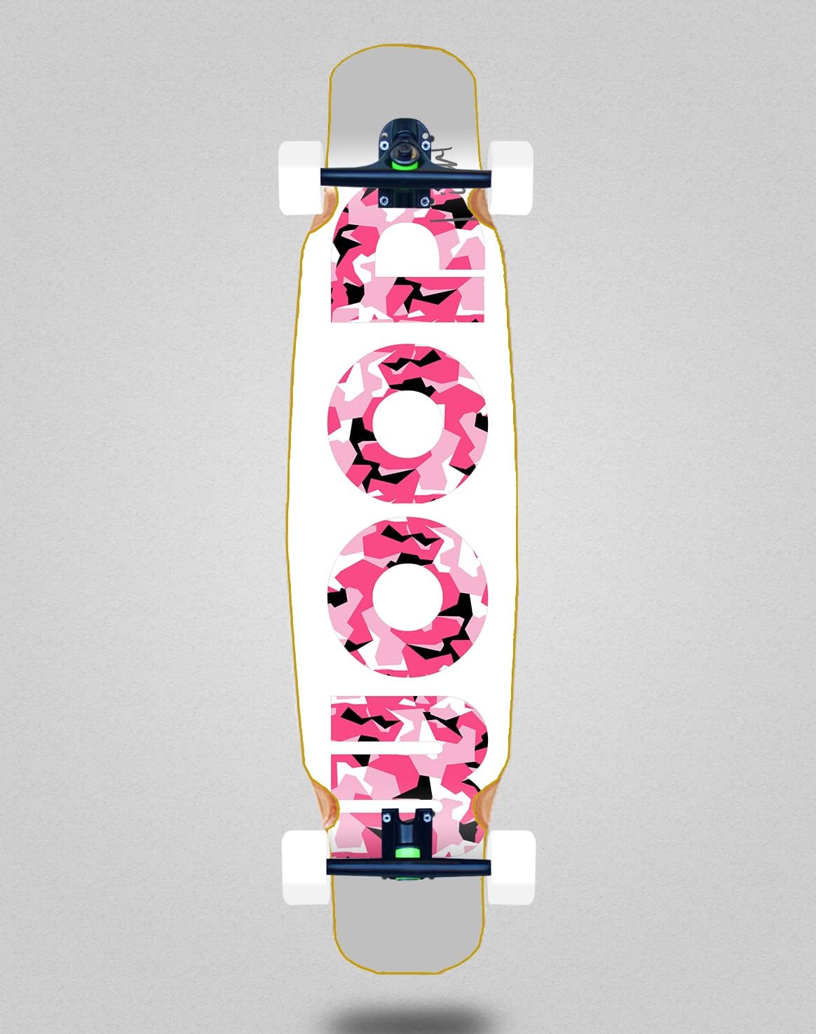 Wood Light Skate Skateboard Longboard Complete Mix Bamboo 46 x 9 Icon White Pink