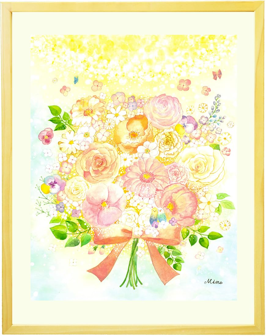 Amazon.co.jp: 絵画 インテリア 花束 黄色 「光 ～hikari～」 花の絵