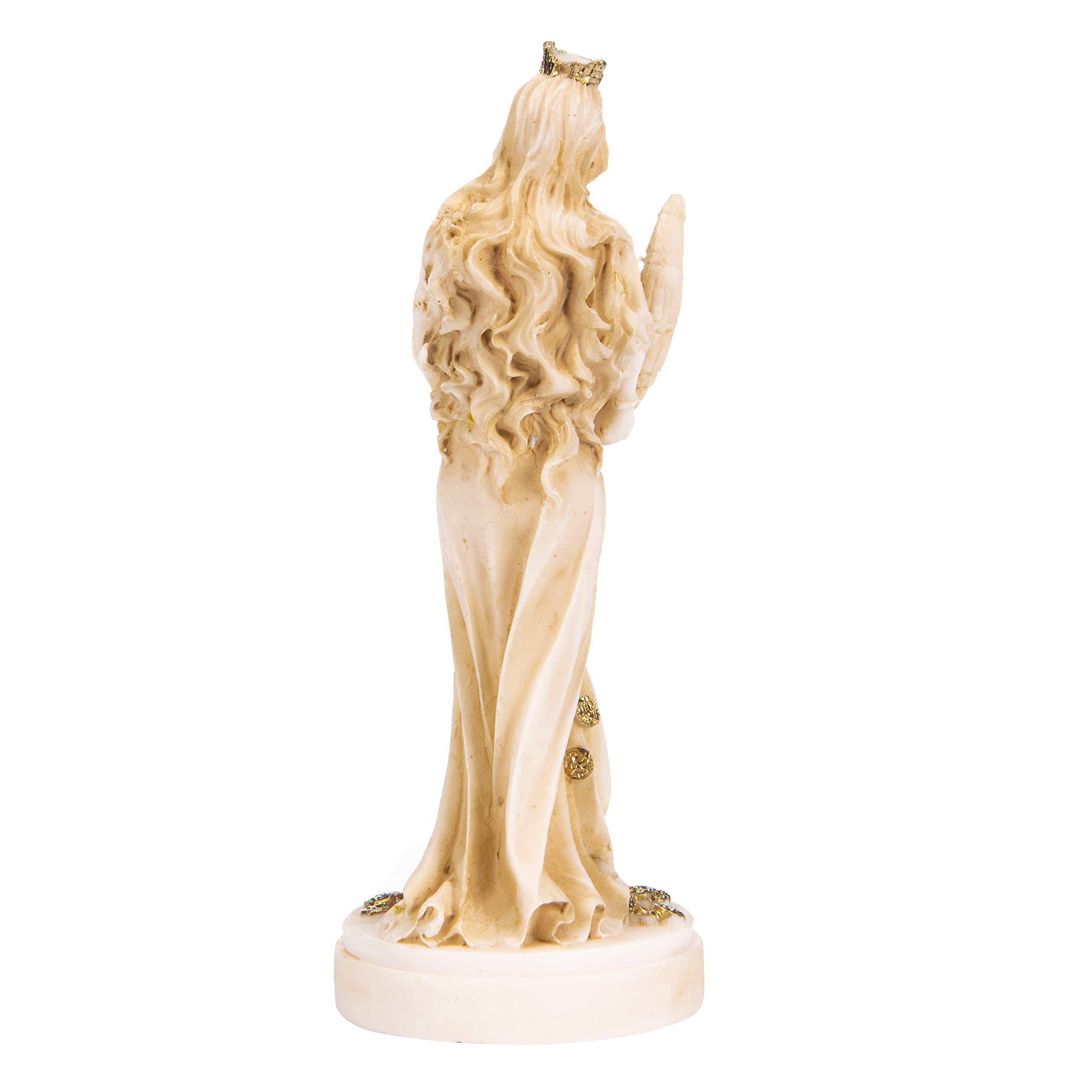 BEAUTIFUL GREEK STATUES Dea della ricchezza Tyche Lady Fortuna statua dorata in alabastro 15,9 cm
