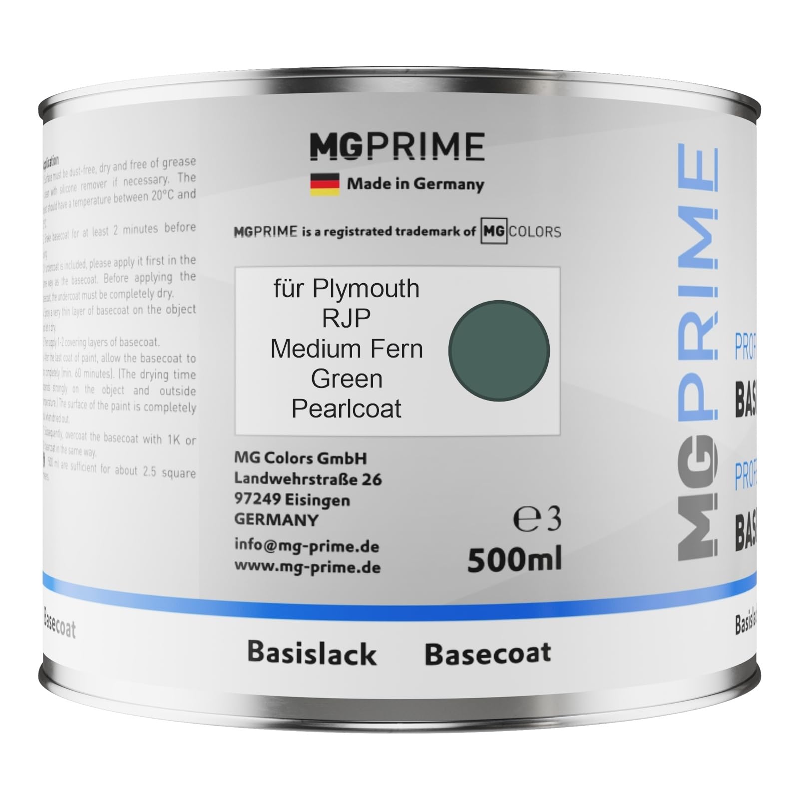 MG PRIME Peinture voiture Pots pour Plymouth RJP Medium Fern Green P. 1,25L