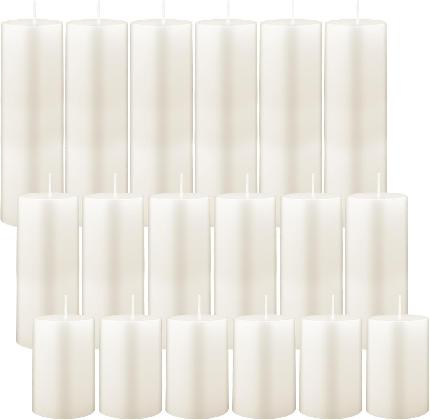 Stumpenkerzen set 18 Stück 5cm Dekorative Haushaltkerzen, Elfenbein Großpackung ohne Duft, Kerzen für Hochzeit, Kirche, Party, Spa, Laterne, Kamin, Restaurants, Heim 5 x 7,5 cm 5 x 10 cm, 5 x 15 cm