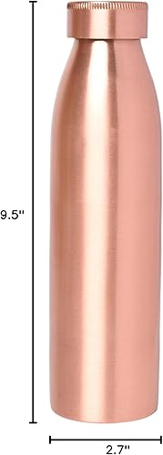 Miniatura 9 de Botella de agua de cobre puro para beneficios de salud ayurvédica, 30.40 fl oz (con lacado en el exterior)