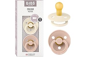 BIBS Colour Collection Natural Rubber Pacifier (0-6m, 2-pack; Blush, Ivory)