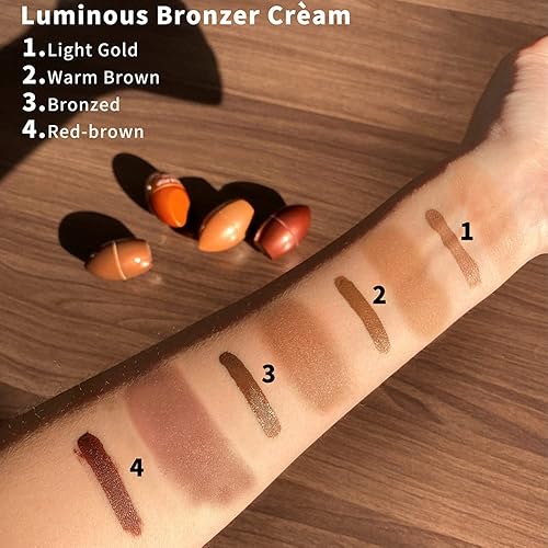 Miniatura 5 de Mysense Bronceador líquido, bronceador en crema de contorno luminoso suave con cepillo integrado, moldeador facial de brillo natural y maquillaje de