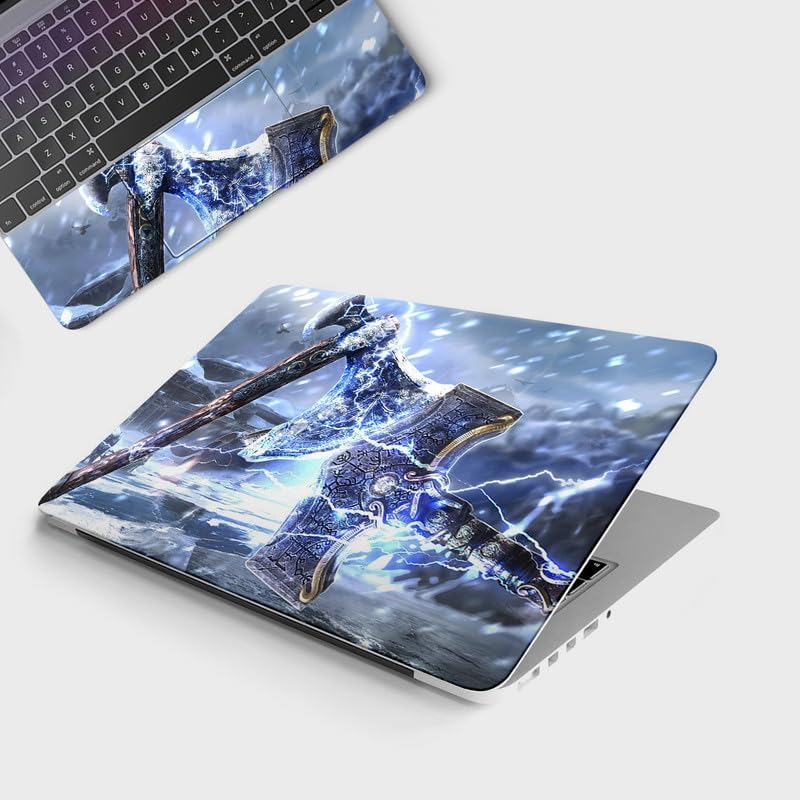 Yuckquee LIGHTENING HAMMER of THOR Top+Wrist Pad Vinyl Laptop Skin for 17 to 17.3 Inches Laptops Compatible for Hp-Dell-Sony-Lenovo-Asus etc. (16.5x10.5 Inches) P-1