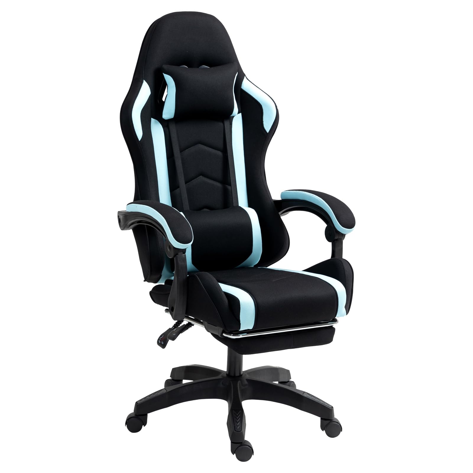 Wemart Gaming Chair Computer Chair, Ergonomic High Back Fabric Gaming Chair, Tilt and Height Adjustable Computer Chair with Neck and Massaging Lumbar Support for Office or Gaming Black and Blue