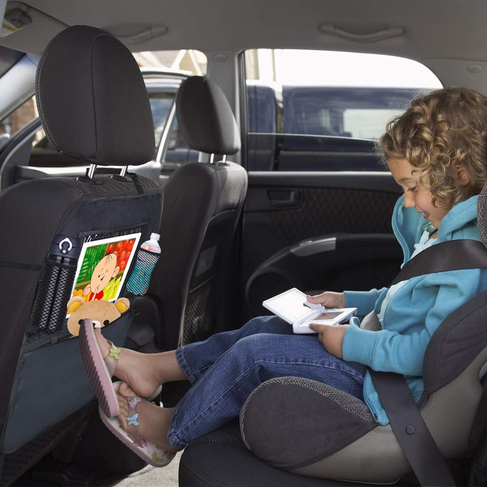 URAQT Organizadores para Coche, 2 Pack Organizadores para Asientos de Coches, Asiento Trasero a Prueba de Agua Cubiertas para Coches con Sostenedor de Tablet-bolsillo de Pantalla Táctil