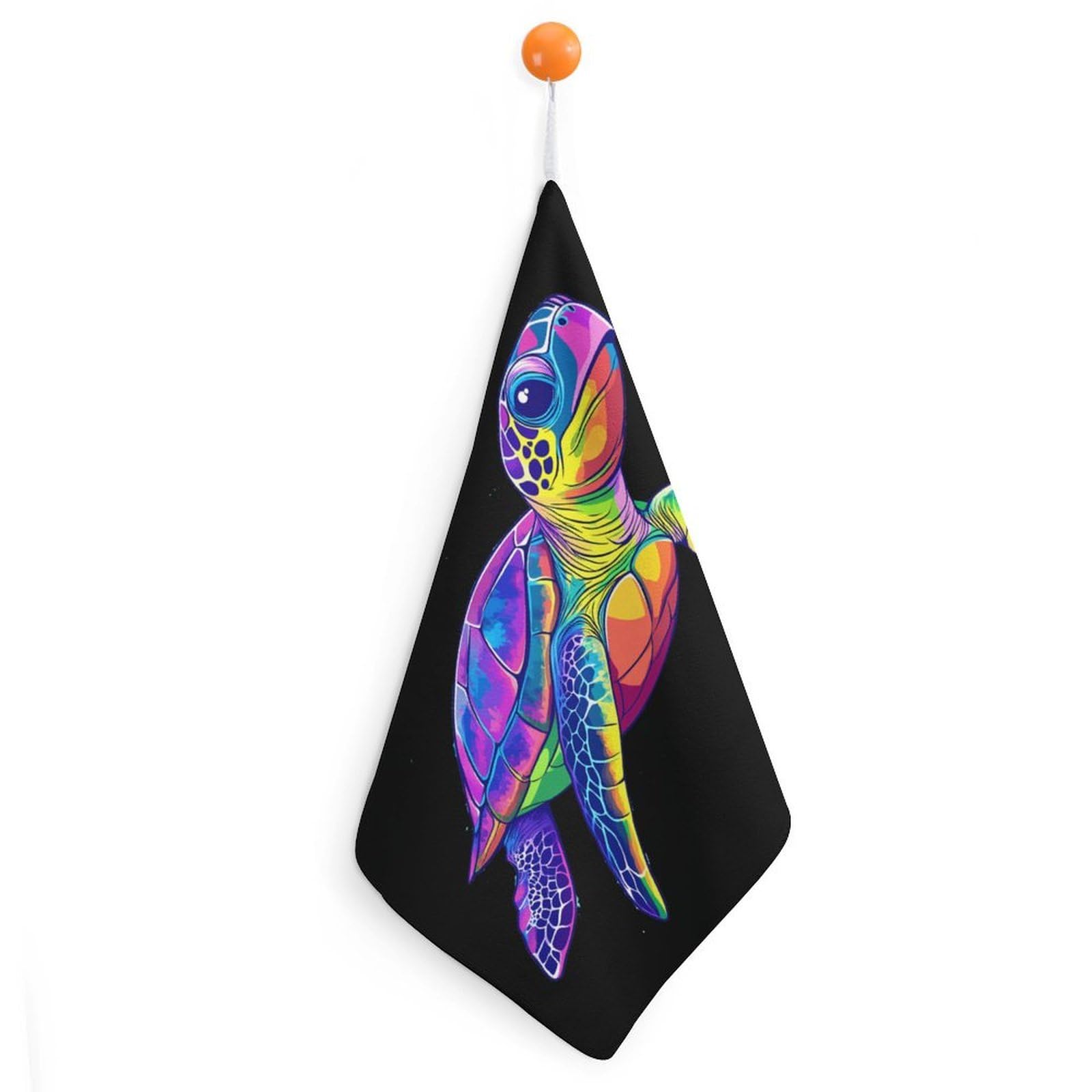 CGSBNGHA Rainbow Turtle Hand Towel Hanging Face Towels Cleaning Cloths Handkerchief for Bathroom Kitchen