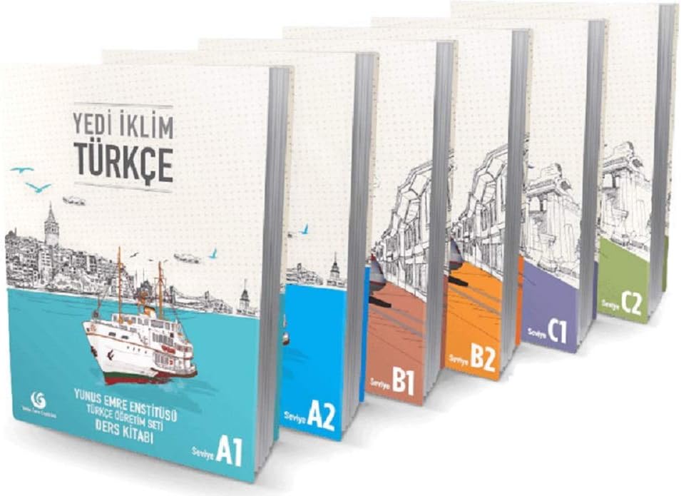 Turkish Language Complete Set Yedi iklim, 6 Course Books with 6 Worksbooks for A1, A2, B1, B2, C1, C2 Levels, Beginner to Advanced