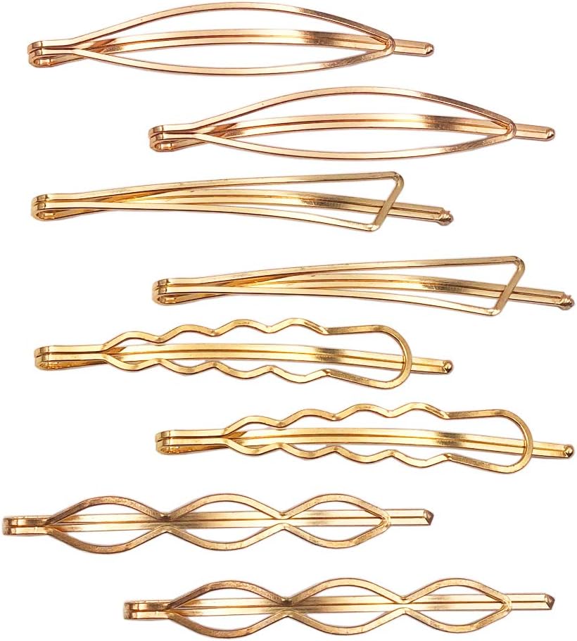 Messen Hair Pins Set Geometric Hair Clips Metal Hairpin Minimalist Hair Styling Jewelry Hair Clamps Accessories Barrettes Gold Bobby Pin for Girl Women (8 Pieces,Style 7)