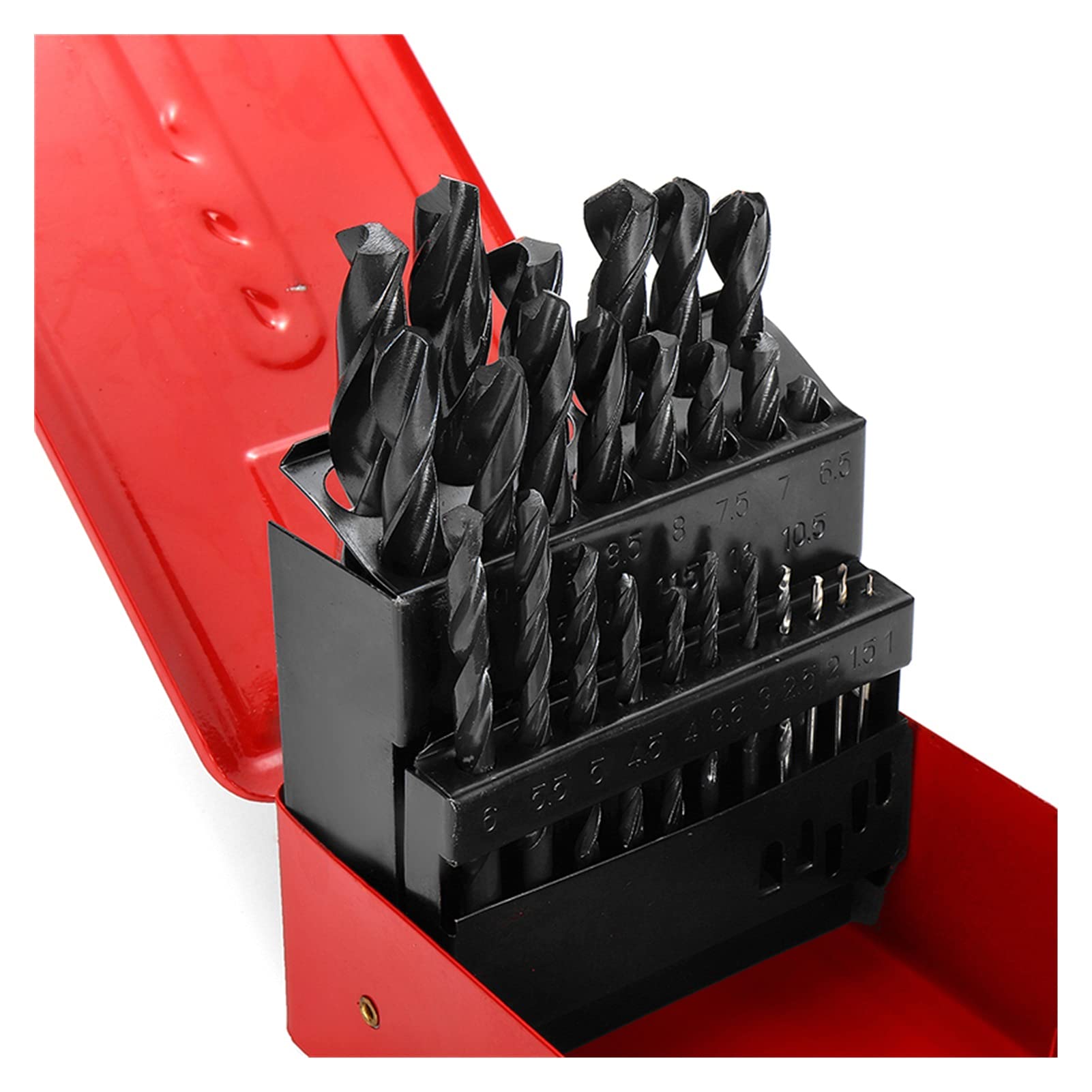 19/25 sztuk/zestaw 1-13mm HSS 118 stopni Crack Point wiertło kręte, z metalowym pudełkiem do przechowywania, do wiercenia w stali i żeliwie (kolor: 25 sztuk) (19 sztuk)