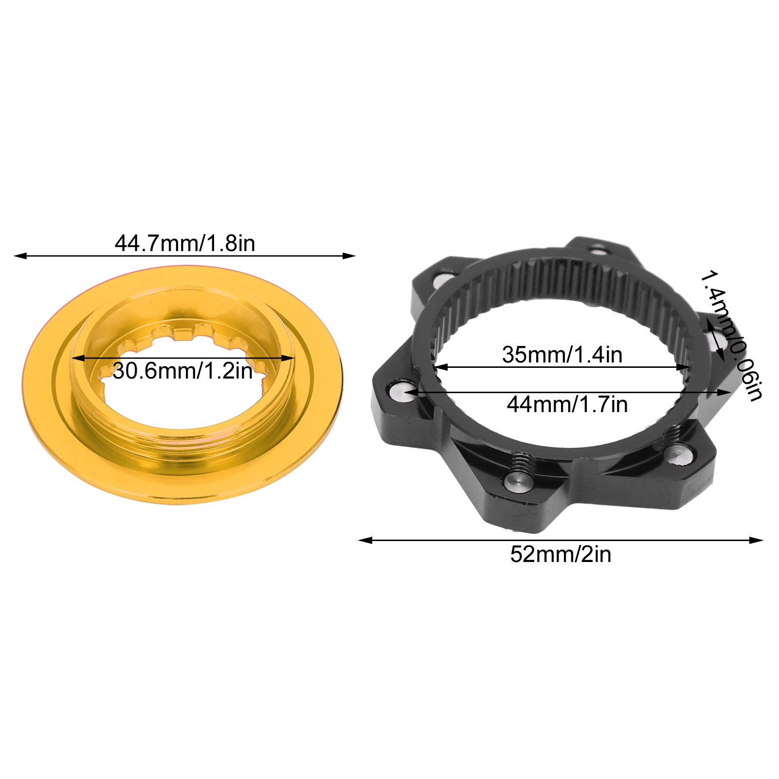 Adaptateur Frein à Disque Vélo - Conversion Centerlock Vers 6 Trou En Aluminium - Pour VTT, VTC - Noir Et Or