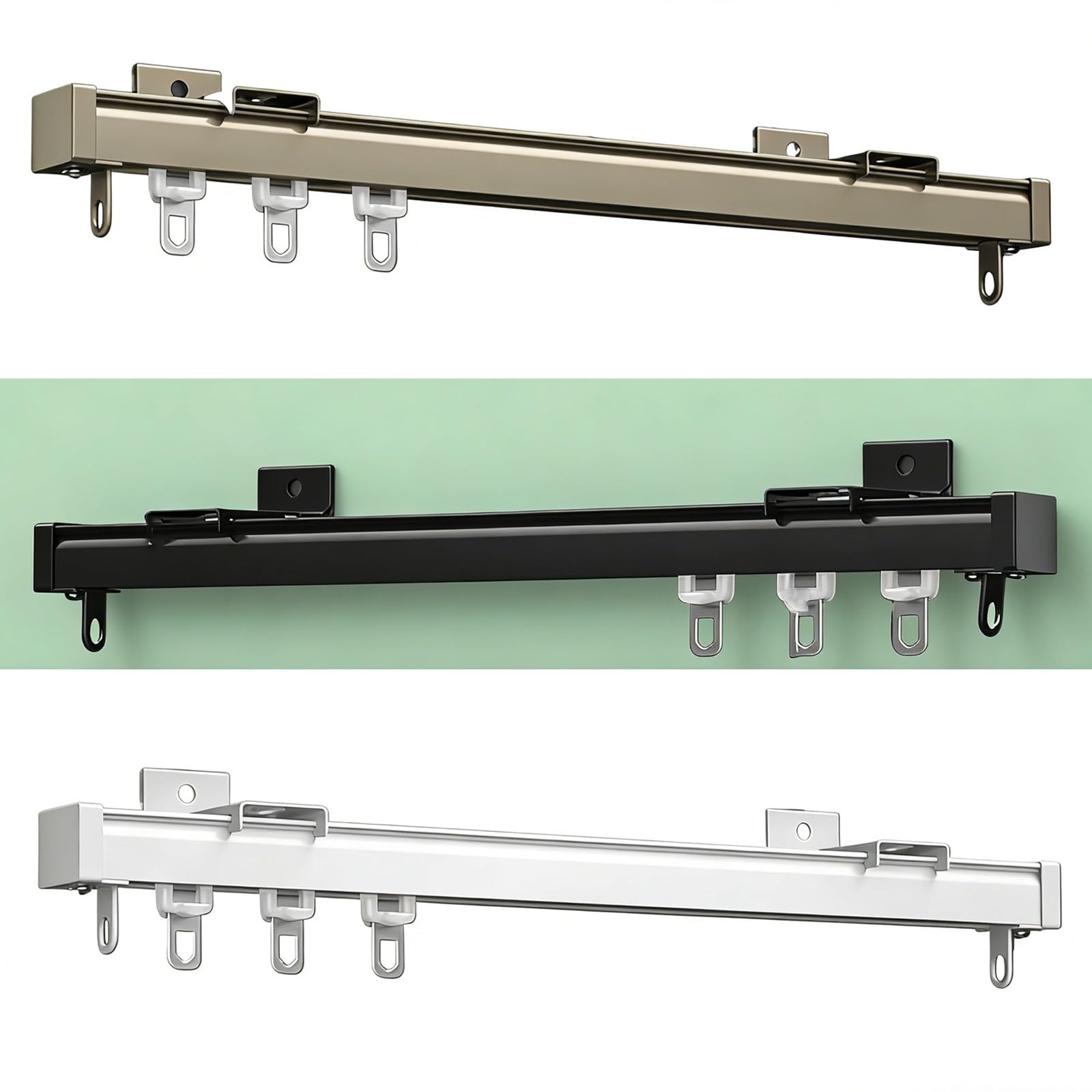 Szyna sufitowa ze stopu aluminium do zasłon, przegrody pokojowej, szyny do zasłon sufitowych. 90 cm, 200 cm, 280 cm, 360 cm, 420 cm, 500 cm, 600 cm (czarny, 150 cm)