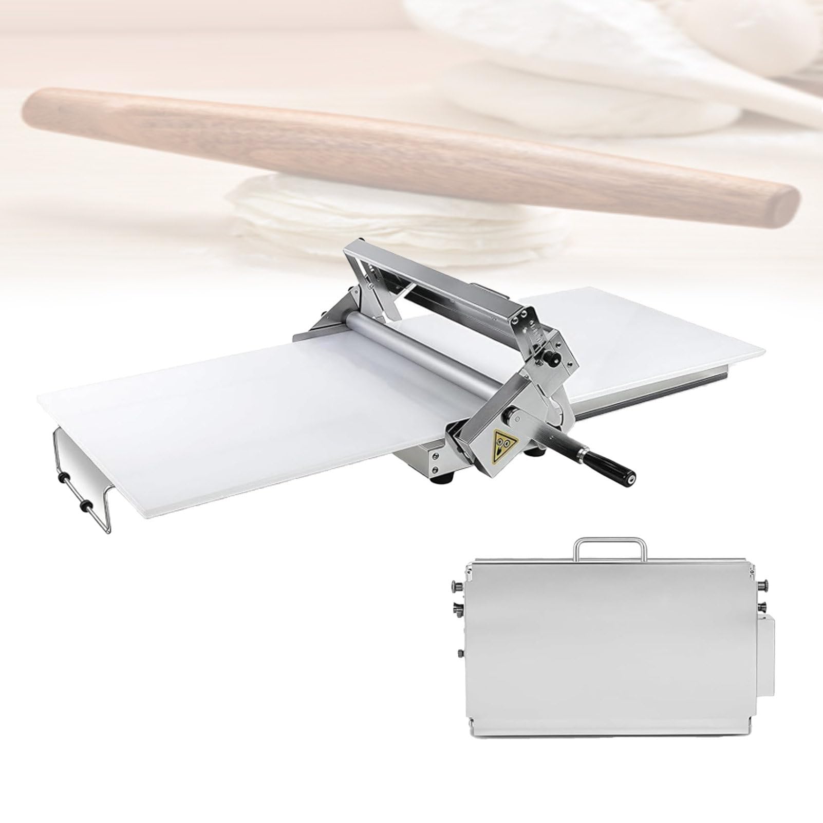 Máquina laminadora de masa manual para hacer masa de pizza y corteza de dulce