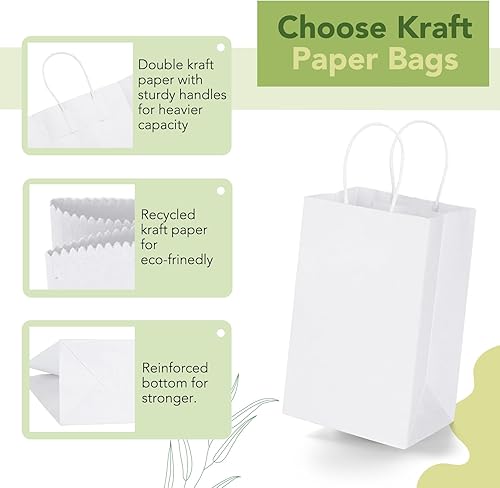 Miniatura 181 de MESHA Bolsas de papel grandes de 10 x 5 x 13 pulgadas, bolsas de papel kraft para compras con asas, paquete de 50 bolsas de regalo grandes, bolsas