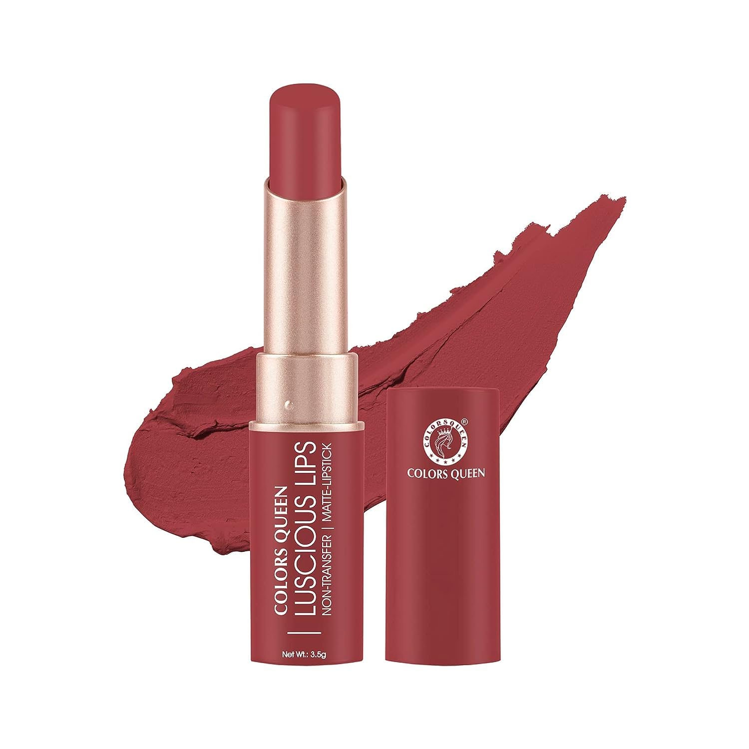 Colors Queen [Pack of 3+1] Luscious Lips - Non Transfer Creamy Matte | Highly Pigmented with Smooth Application | Long Lasting | Waterproof | Smudge Proof Lipstick - DL-1242 (17- Rogue)
