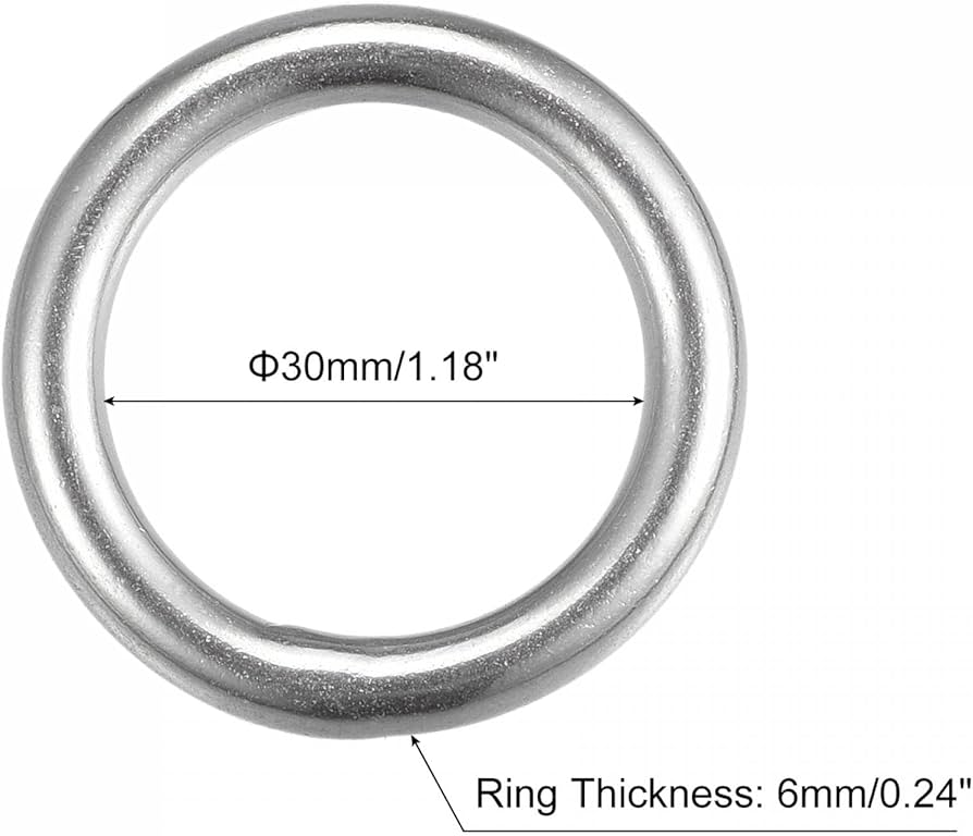 uxcell 316 Stainless Steel Round Ring Welded O-Rings 30mm(1.18