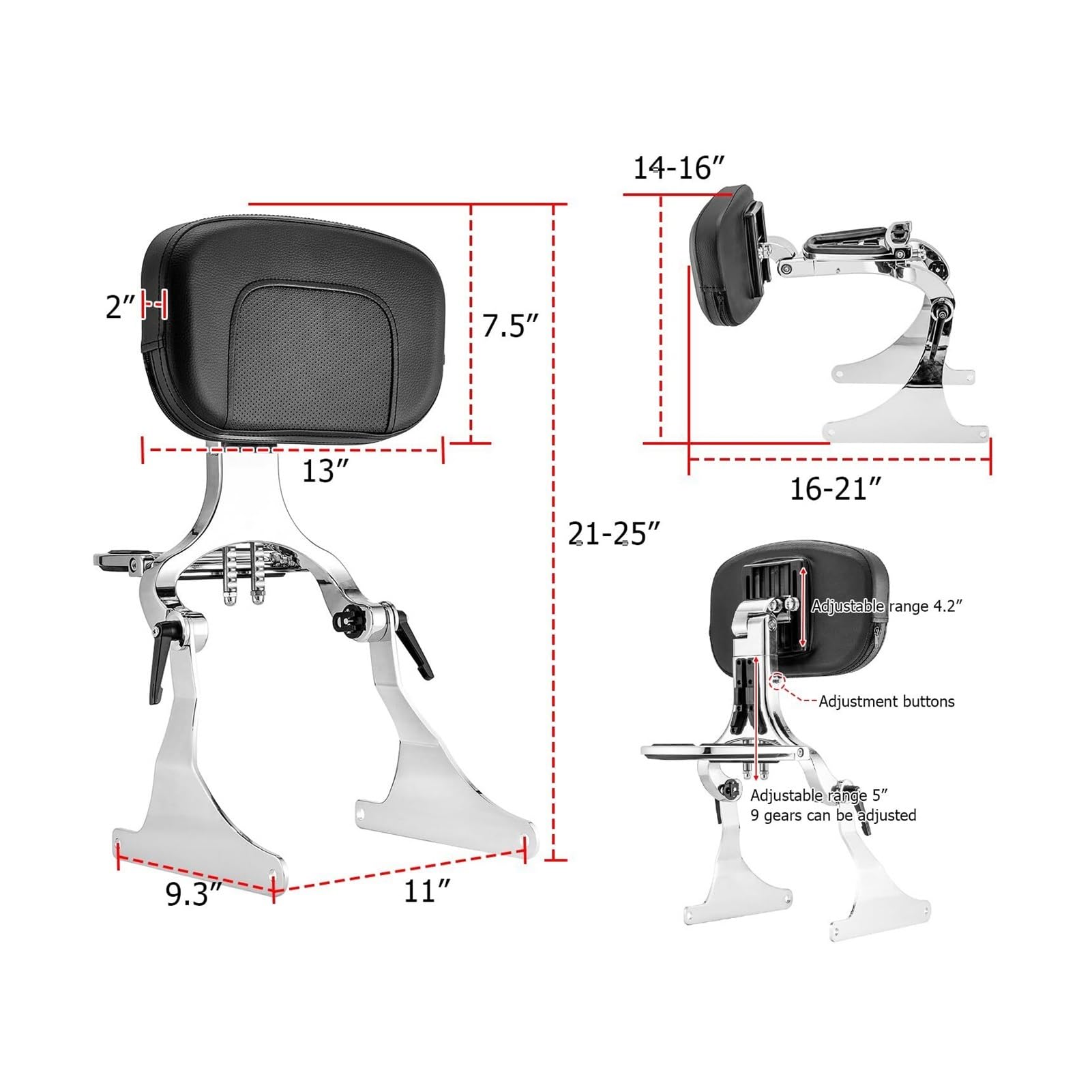 Respaldo baul Moto Respaldo Ajustable para Softail (2007-2017), para Fat Boy, Night Train, para Cross Bones, para Custom Standard Springer