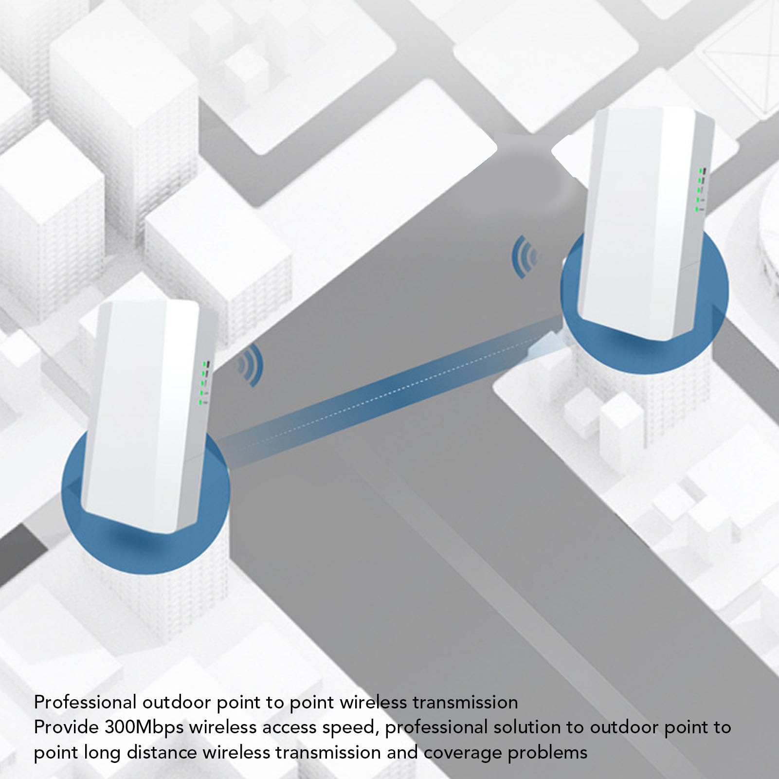 Bridge Wireless 2.4G, Ponte Internet Impermeabile IP65 Punto a Punto CPE Esterno 300 Mbps a Lungo Raggio, Antenna Ad Alto Guadagno, 2 Ponti, Ponte WiFi per Ascensori Fino a
