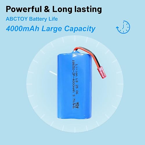 Miniatura 6 de Batería recargable de iones de litio de 3.7 V 4000 mAh (1S2P), enchufe JST de 2 pines baterías de iones de litio de 3.7 voltios con cable de