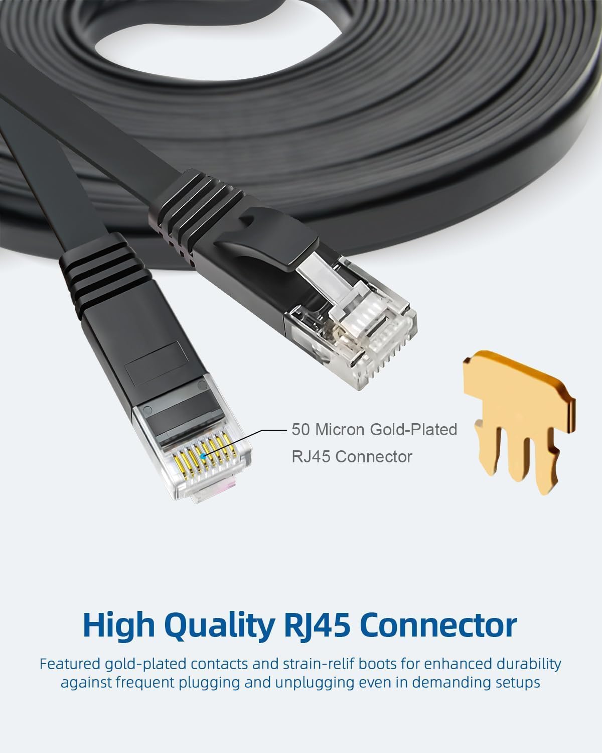 Yauhody Cavo patch Ethernet CAT 6, 5 m 12 pezzi, cavi di rete Ethernet CAT6 ad alta velocità, cavo patch Gigabit Internet LAN per TV, giochi, router (Nero)
