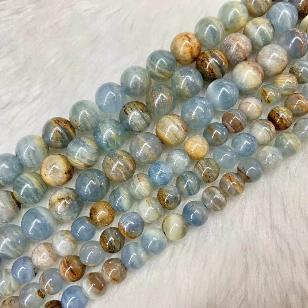 1 Juego de Cuentas Sueltas de Calcita Azul Argentina, Piedra Preciosal, para la Fabricación de Joyas (15")./Blue/9.5-10Mm