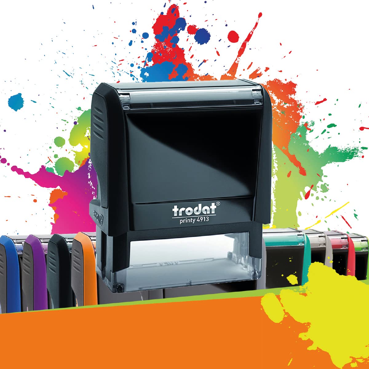 Trodat Printy 4913 - Professional Self-Inking Stamp with 5 Customizable Lines – Text Plate 58 x 22 mm Included (Black)
