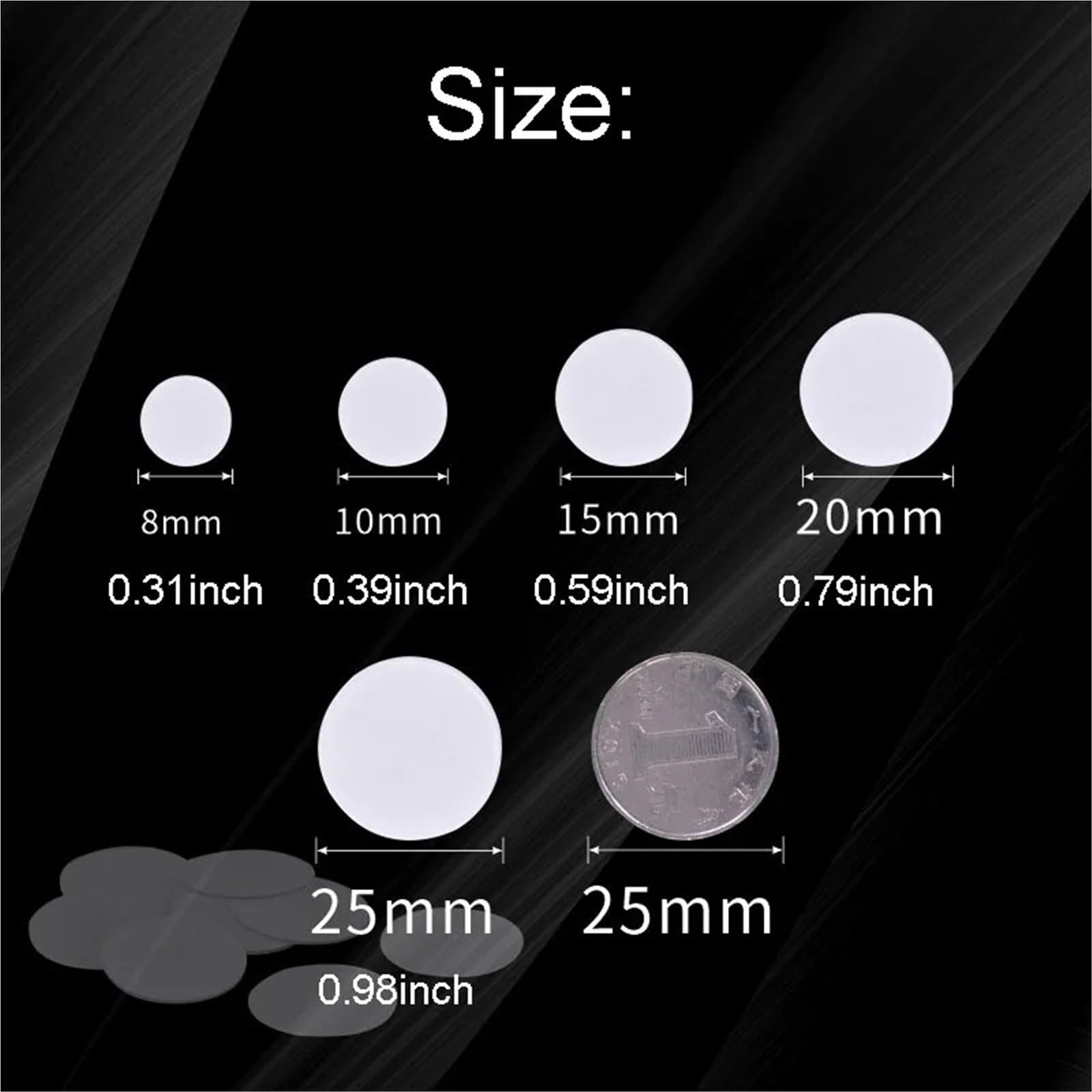 Lot de 2 000 pastilles adhésives rondes double face 8/10/15/20/25 mm pour décoration de maison (8 mm, 100 pièces x 20 feuilles)