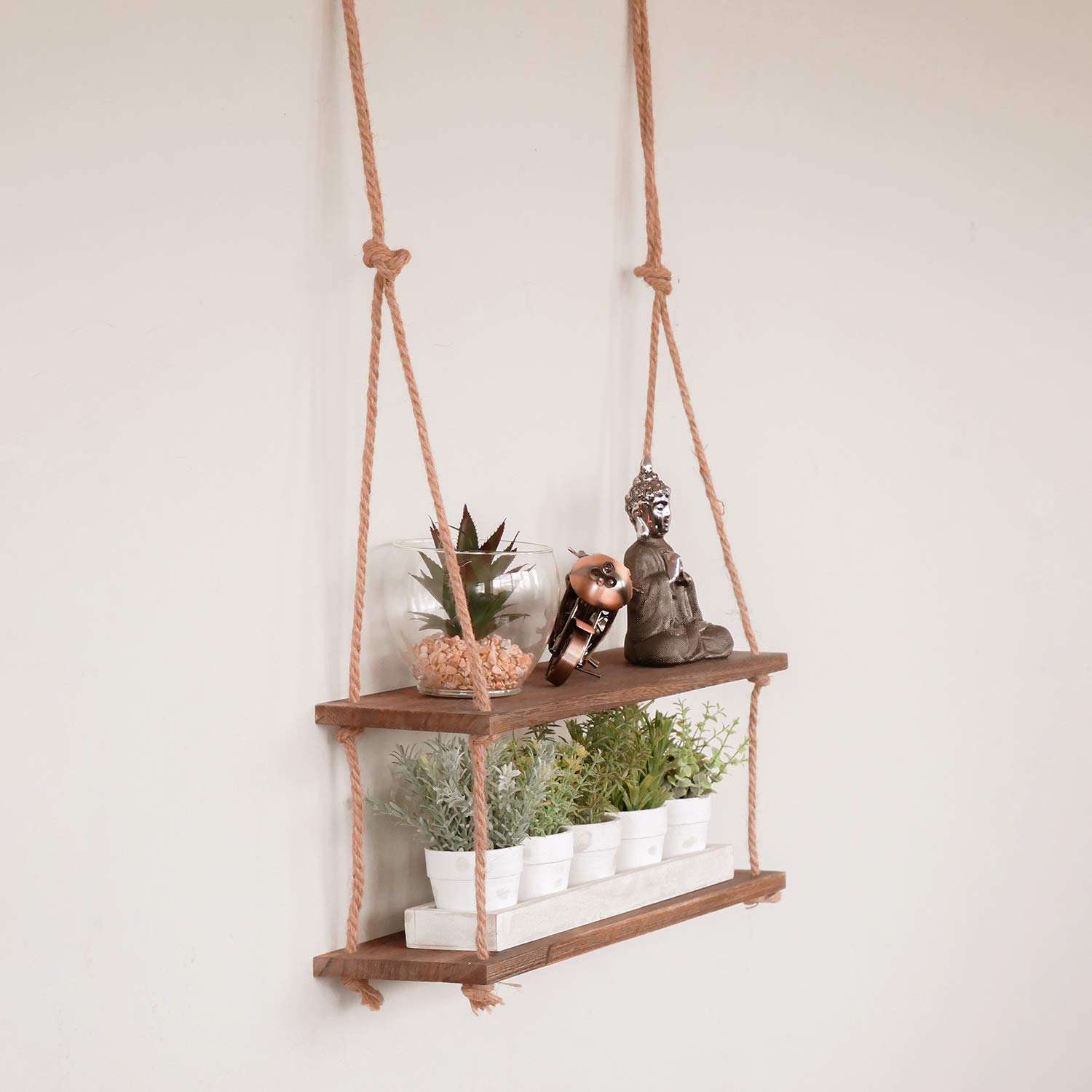 Buy HomeZone Shelves, 2 Tier Rope Swing Shelf Vintage Shabby Chic