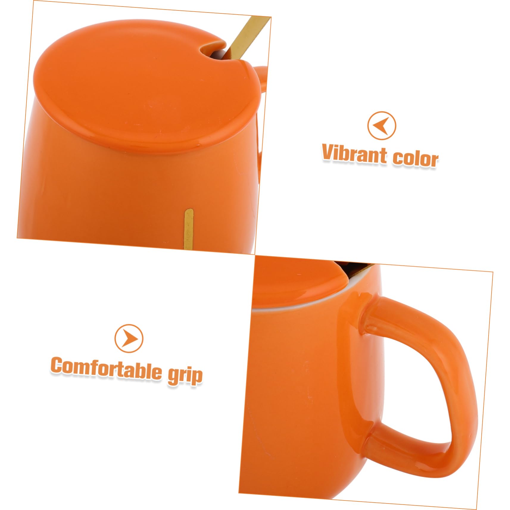 Scalda Tazza Elettrico in Ceramica Arancia con Funzione Antiscivolo e Antiscaldamento, per Ufficio e Feste di Natale con Coperchio e Cucchiaio