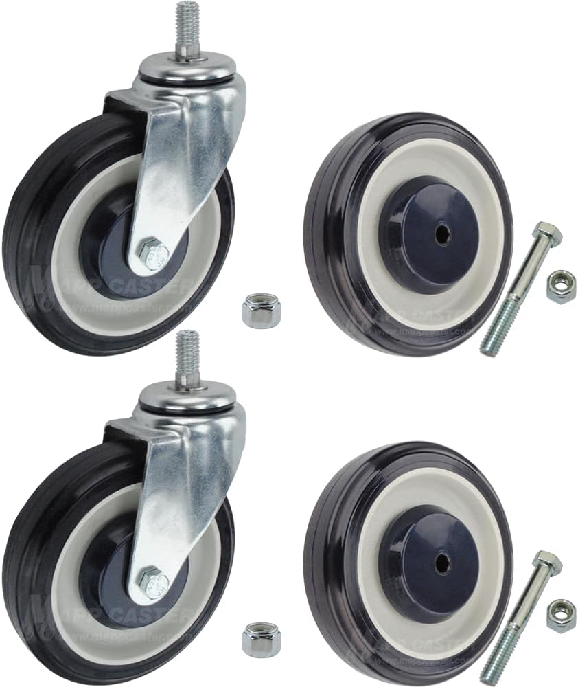 Mapp Caster Premium Shopping Cart Wheels & Casters Replacement Kit - Hardware Included