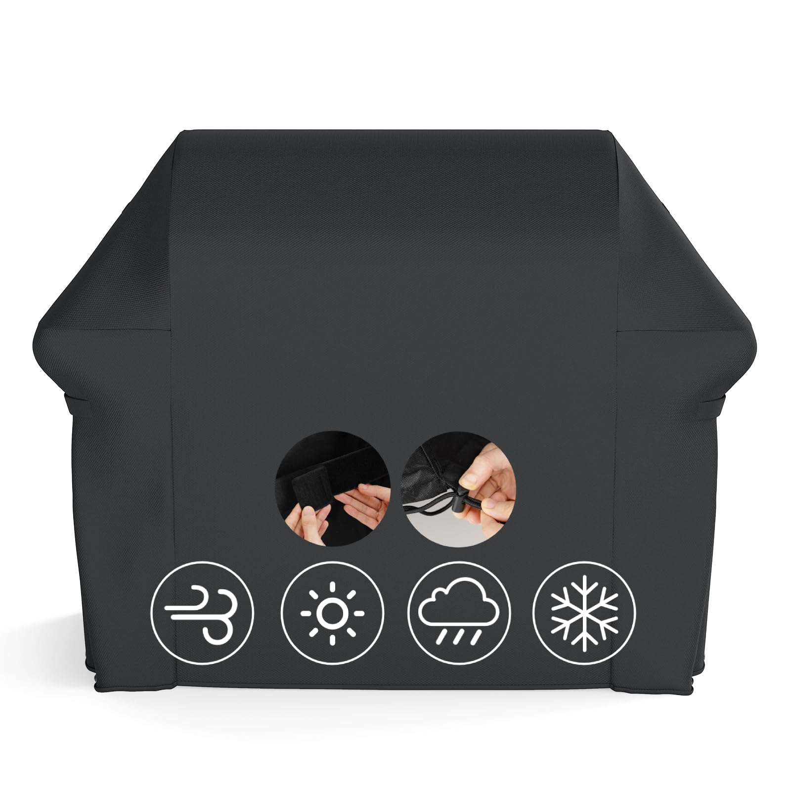 SPOTRAVEL Copertura per barbecue a gas, 132 cm, 151 x 71 x 113 cm | Con protezione impermeabile 600D resistente per tutte le intemperie, cinghie a strappo, orlo regolabile con coulisse per
