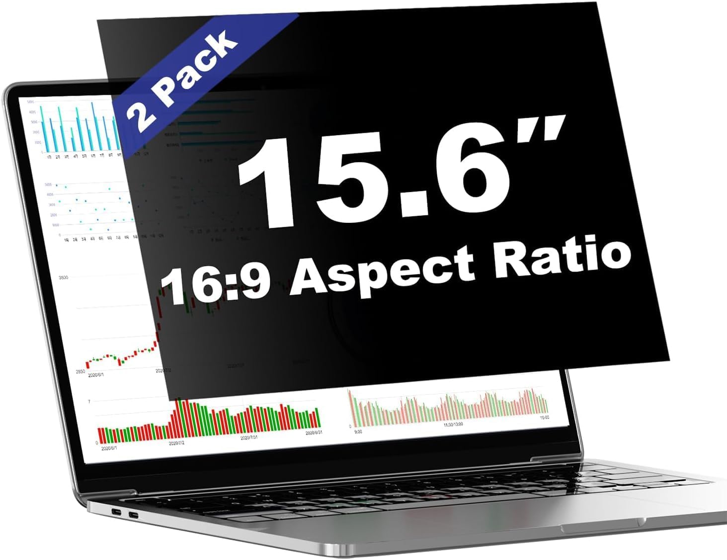 [2 Pack 15.6 Inch Laptop Privacy Screen Shield for 16:9 Widescreen Laptop Monitor - Anti-Glare Blue Light Privacy Filters and Anti Spy Privacy Screen Protector Film