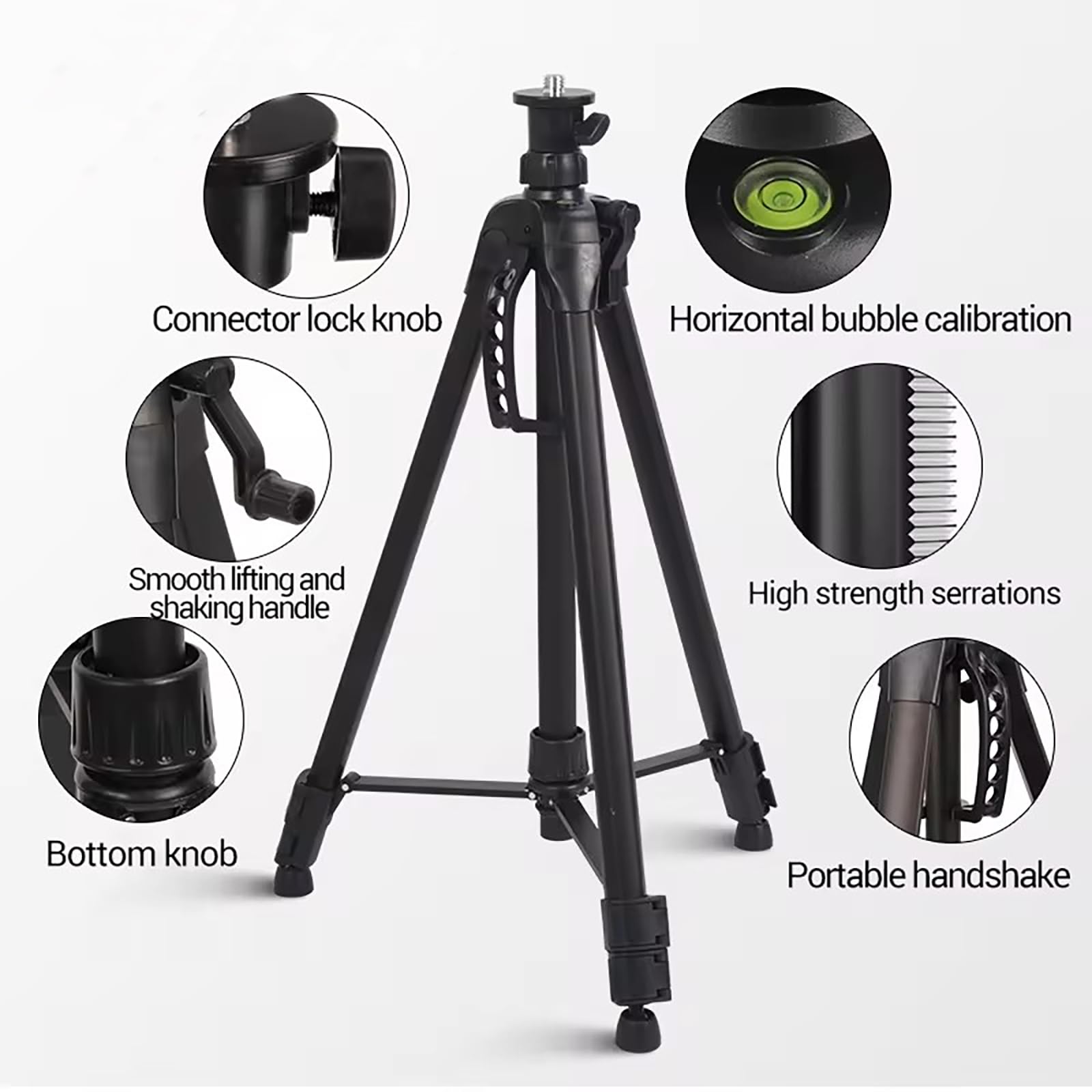 NEWFUN Treppiede per Livella Laser, Treppiede Livella Laser, Treppiedi, Dotato di Filettatura Maschio da 5/8" e Adattatore da 1/4", Adatto Alla Maggior Parte dei Tipi di Livella, Altezza: 58cm-160cm
