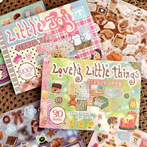 Image of Japanese Kawaii Sticker Book, 30 Sheets, 800 Pieces, INS Style Cute Cartoon Animals, Waterproof for Journaling, Scrapbooking, Planners (2 in 1)