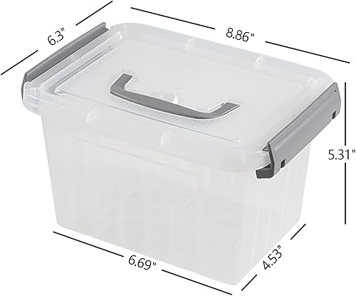 Miniatura 3 de Cajas pequeñas con cierre transparente de 3.5 cuartos de galón con asa, pequeños contenedores de almacenamiento de plástico con tapa, 6 paquetes